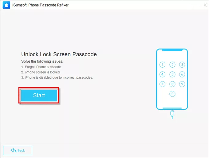 Click Start to unlock iPhone