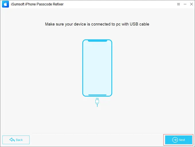 Connect your device and click Next