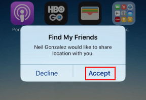 Accept location sharing request