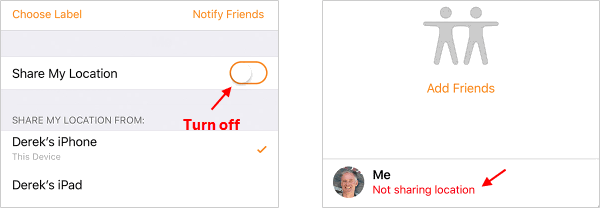 Turn off Share My Location