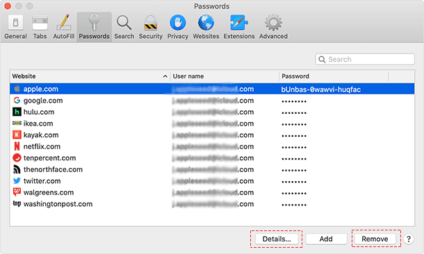 View password saved in safari