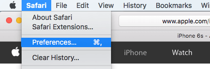 Open Safari Preferences
