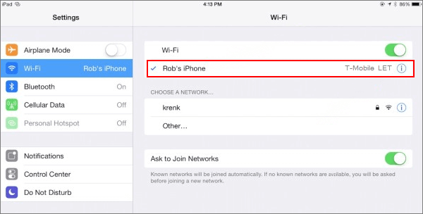 Connect to Instant Hotspot