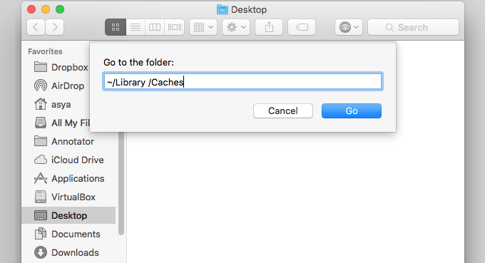 Open Caches folder