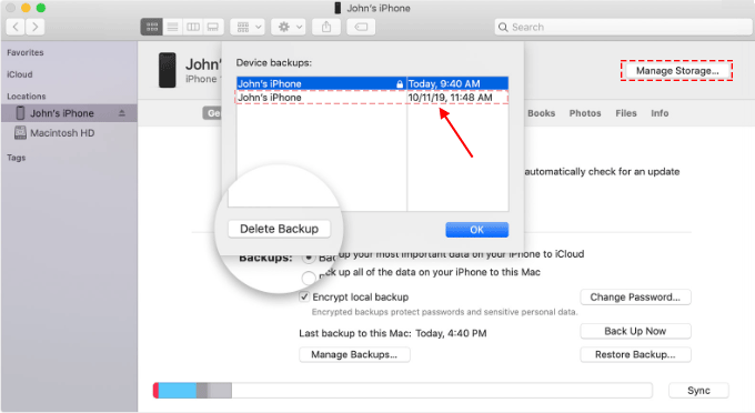 Delete old iOS backups