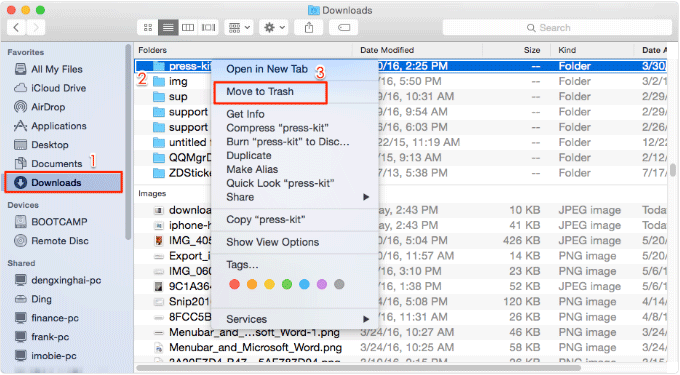 Delete Downloads history