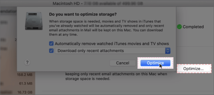 Enable Optimize Storage