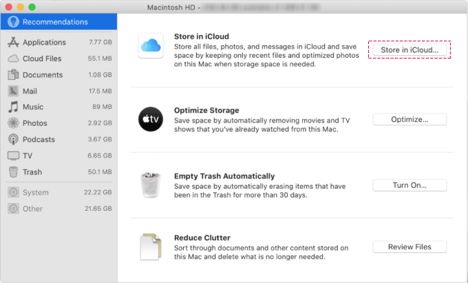 Store in iCloud