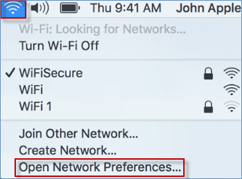 click wifi menu