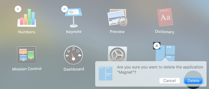 Unstall apps using Launchpad