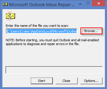 use scanpst to diagnose errors pst file