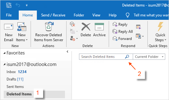Recover Accidentally Deleted Items In Ms Outlook