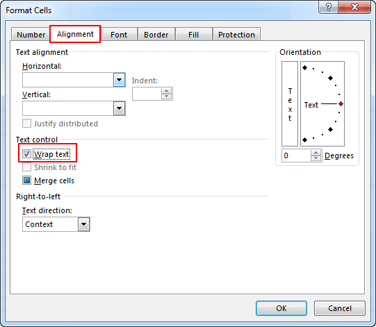 Wrap text in all cell