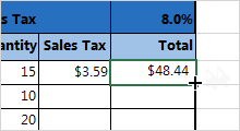 fill formula into adjacent cells