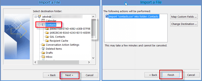 confirm to import by clicking finish