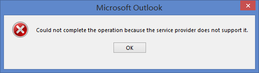 outlook service provider does not support to import csv file