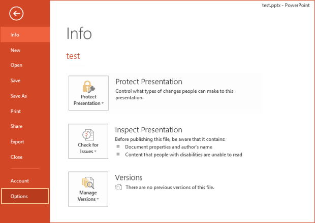 Open PowerPoint Option