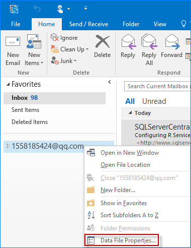 click Data File Properties