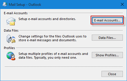 click E-mail Accounts button