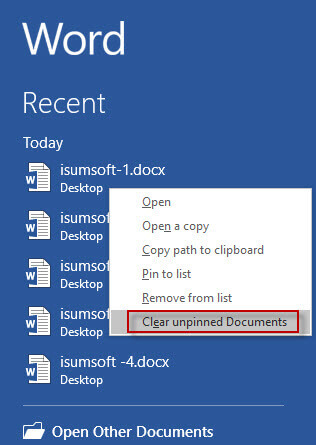 Clear unpinned Documents
