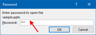 Password to open pptx file