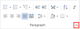 Open paragraph dialog box