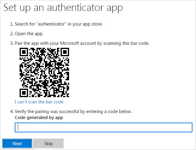 set up an authenticator app