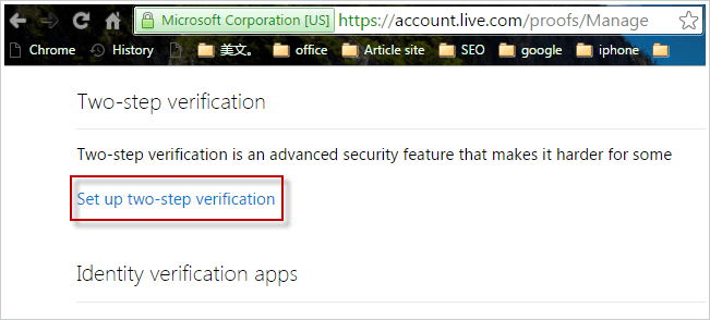 set up two step verification