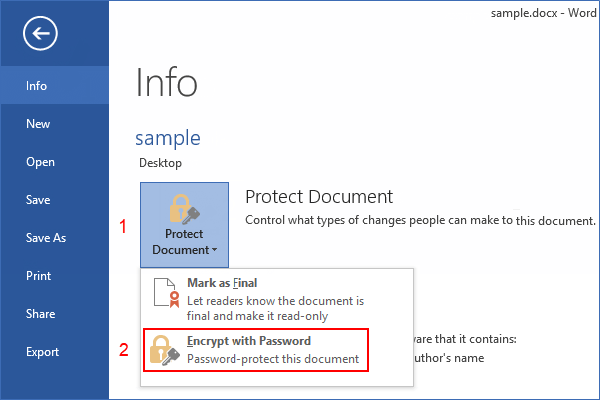 encrypting word documents 2007