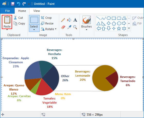 Paste excel chart to Paint