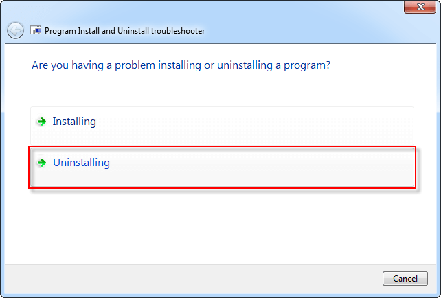 select install troubleshooter