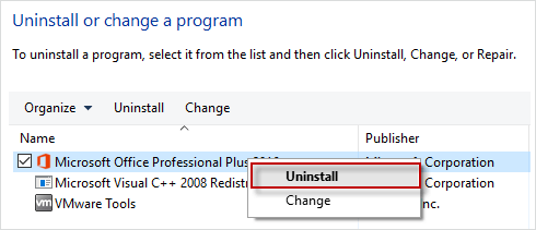 uninstall preview version of office program