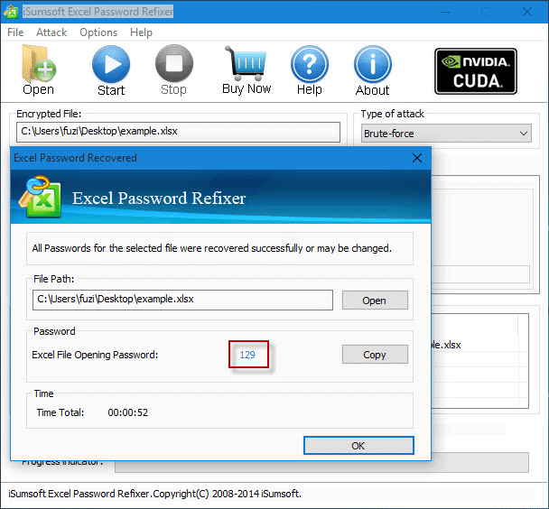 Excel workbook password recovered