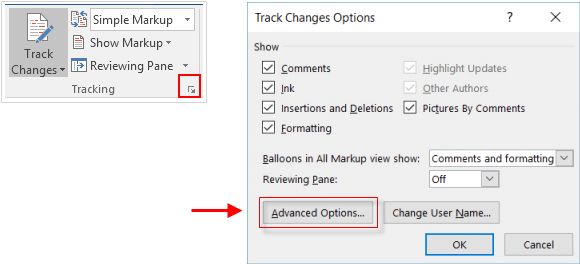 Advance tracking options