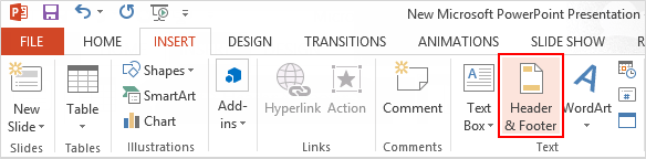 open up header and footer dialog