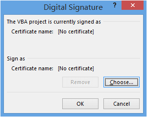 click choose option to select a certificate