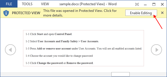 how edit protected word document