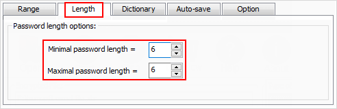 Set password attack parameters