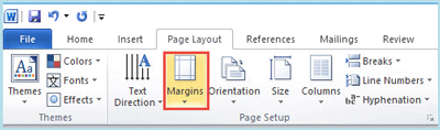 Open Margins from the Page Layout tab in Excel