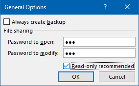 Set password to open workbook