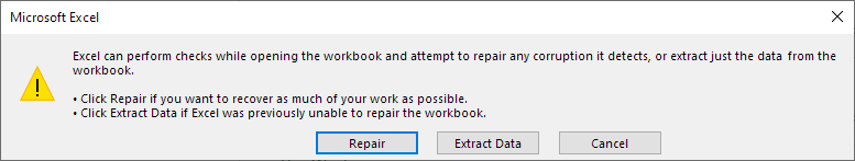 Repair Excel corruption