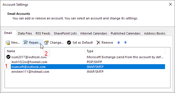 how to change password on outlook email 2017