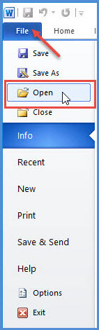 Open a document in Microsoft Word