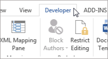 Show developer tab on Office 2010-2019
