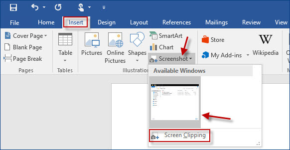 How To Take A Screenshot In Word Excel Powerpoint 2016