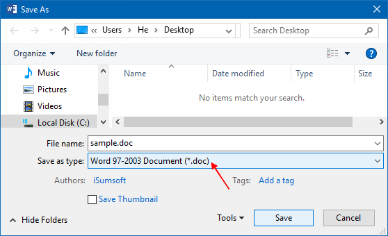 Save As .doc file