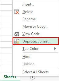 Unprotect Sheet