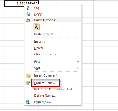 Set format cell