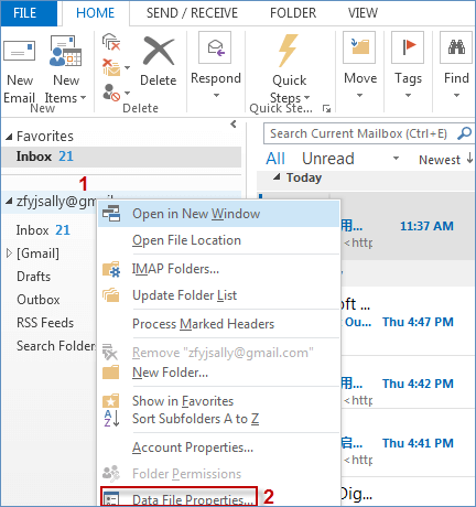 choose data file properties