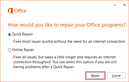 Repair MS Office